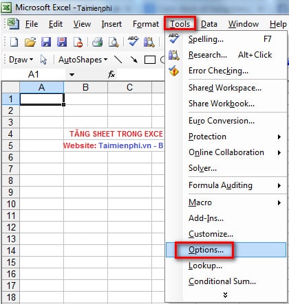 Cách tăng thêm Sheet, bảng tính trong Excel