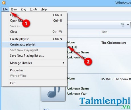 Tạo danh sách phát nhạc, playlist tự động trong Windows Media Player