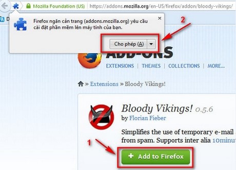 Tạo Email sử dụng một lần duy nhất trong Firefox với Bloody Vikings