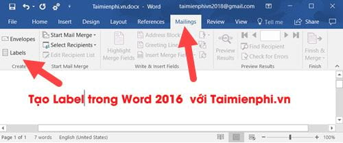 Tạo label trong word 2007, 2010, 2013, 2016
