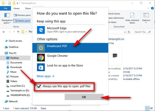 Tắt tính năng mở file PDF trên trình duyệt Edge Windows 10