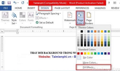 Word - Thay đổi Background trong Word 2013/2010