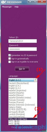 Thay đổi ngôn ngữ hiển thị trên giao diện Yahoo