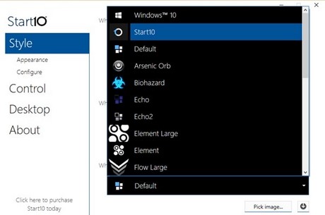 tuy bien menu start win 10