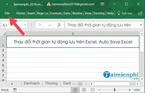 Thay đổi thời gian tự động lưu trên Excel, Auto Save Excel