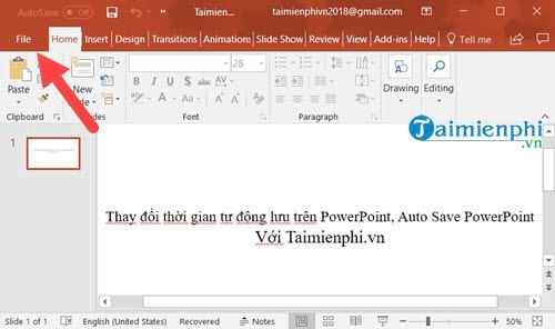 thay doi thoi gian tu dong luu tren powerpoint auto save powerpoint 2