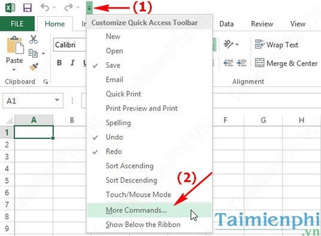 Thêm Calculator (Máy tính) vào Quick Access Toolbar trên Excel 2013