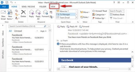thiet lap duong phan chia email trong outlook 2013