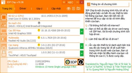 tim driver vga cho cac dong laptop voi 3dp chip