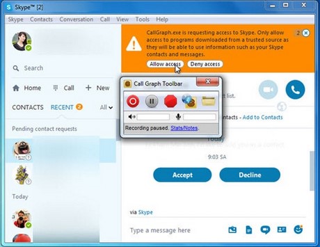 phan mem ghi am cuoc goi cho skype