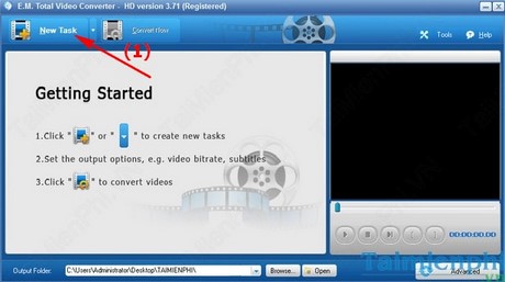 cach doi mp3 sang mp4 bang total video converter