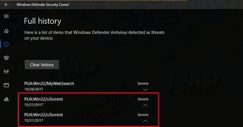 uTorrent bị Windows Defender đánh dấu là phần mềm độc hại