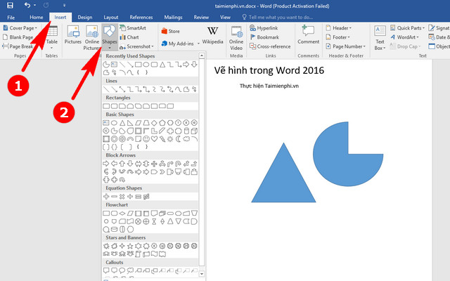 ve hinh trong word 2016