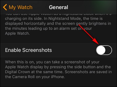 Vô hiệu hóa chụp ảnh màn hình trên Apple Watch