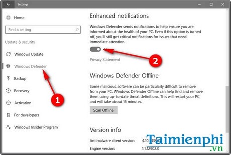 cach vo hieu hoa thong bao windows defender tren windows 10