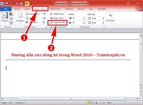 xoa dong ke trong word 2010