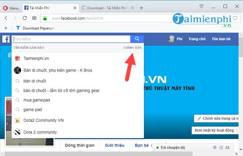 xoa lich su tim kiem facebook