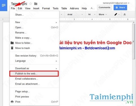 Xuất bản nhanh tài liệu trực tuyến trên Google Docs