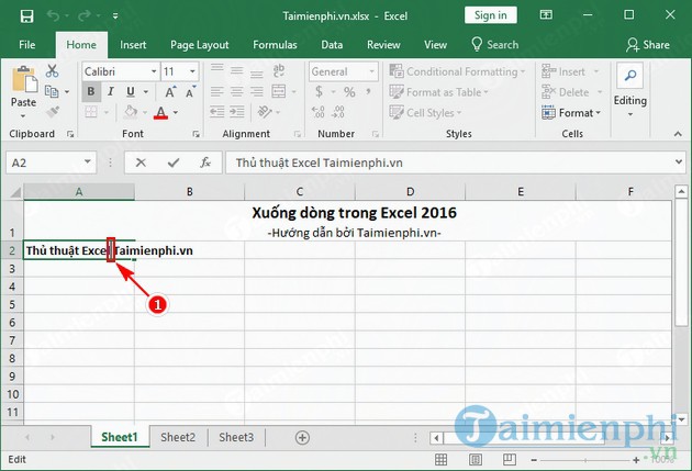 xuong dong trong excel 2016 2