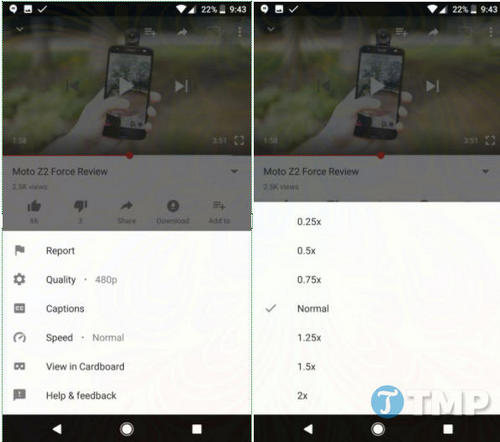 youtube cho android se co tinh nang thiet lap toc do video phat lai 2