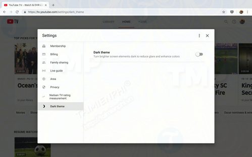 youtube tv nen tang web bo sung giao dien toi mau dark theme 2