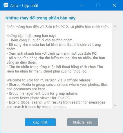 Zalo trên PC cập nhật tính năng mới, tìm kiếm tin nhắn, thêm kho ảnh 1