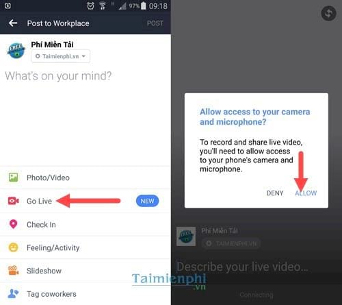 how to live stream videos on facebook workplace 2
