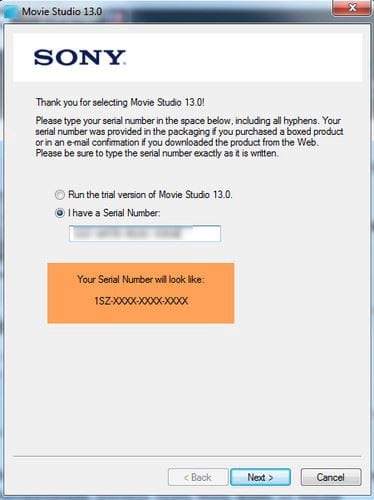how to retrieve my sony vegas movie studio serial number