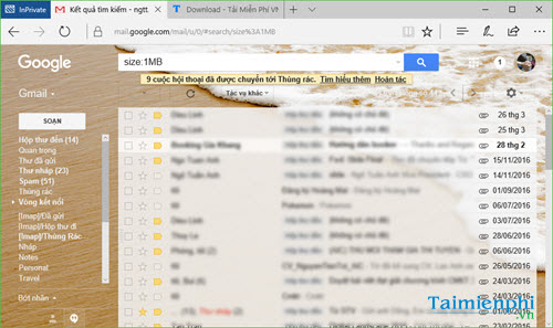 Collect email messages on gmail according to file size